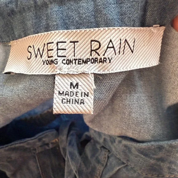 Sweet Rain Women's Blue Tie In Front Blouse Size M - Picture 3 of 5